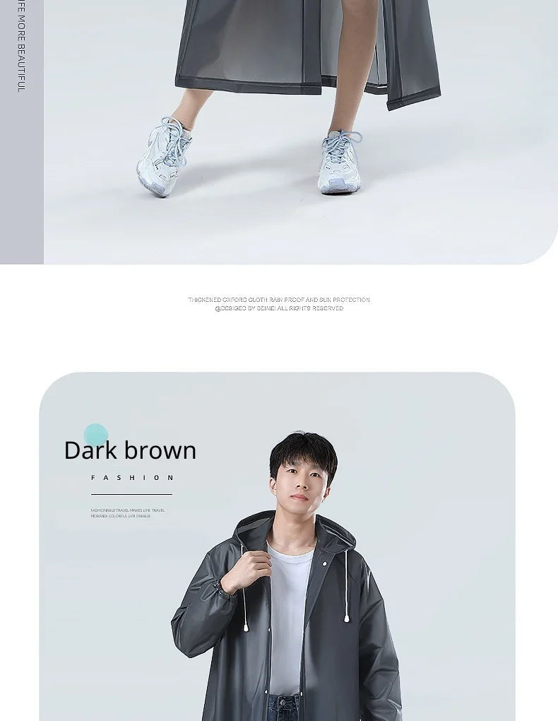 【Reusable EVA Raincoat】Transparent One-Piece Poncho for Adults Portable Outdoor Rainwear Eco-Friendly Waterproof EVA Material