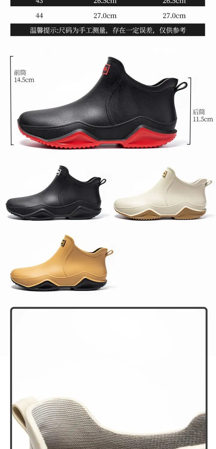 Fashion rubber rain boots for men and women rain shoes, outdoor fishing waterproof shoes, stylish outdoor wear rain boots