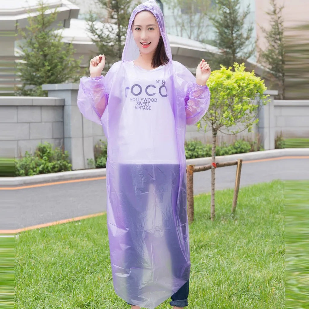 1pc Disposable Rain Ponchos Emergency Raincoat with Hood Clear Raincoat for Men Women Traveling Outdoor Camping Hiking Walking