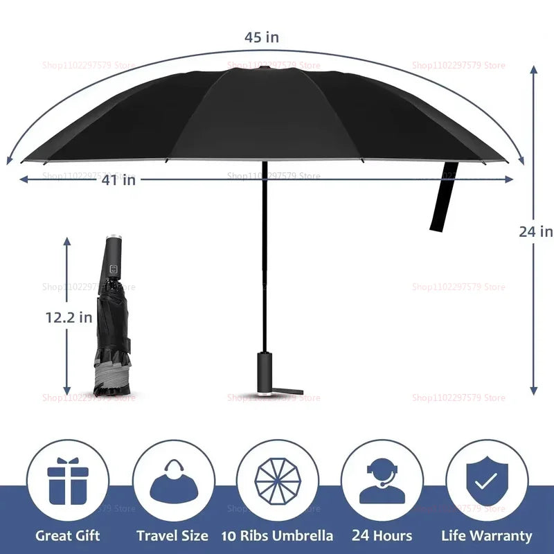 Big Umbrella Windproof Strong With Reflective Stripe Reverse Automatic Fold Umbrella UV Umbrella Insulation Portable Parasol