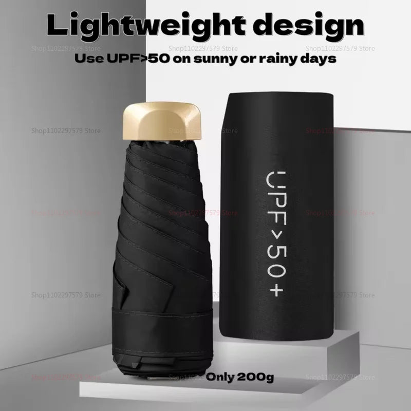 Small Pocket Rainproof Travel Umbrella Anti-UV Vinyl Folding Umbrella Parasol Mini Capsule Pocket Parasol Sun Umbrella