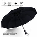 Windproof Wind Resistant 10 Ribs Strong Umbrella Automatic Open Close Folding Umbrella Compact Travel For Men and Women