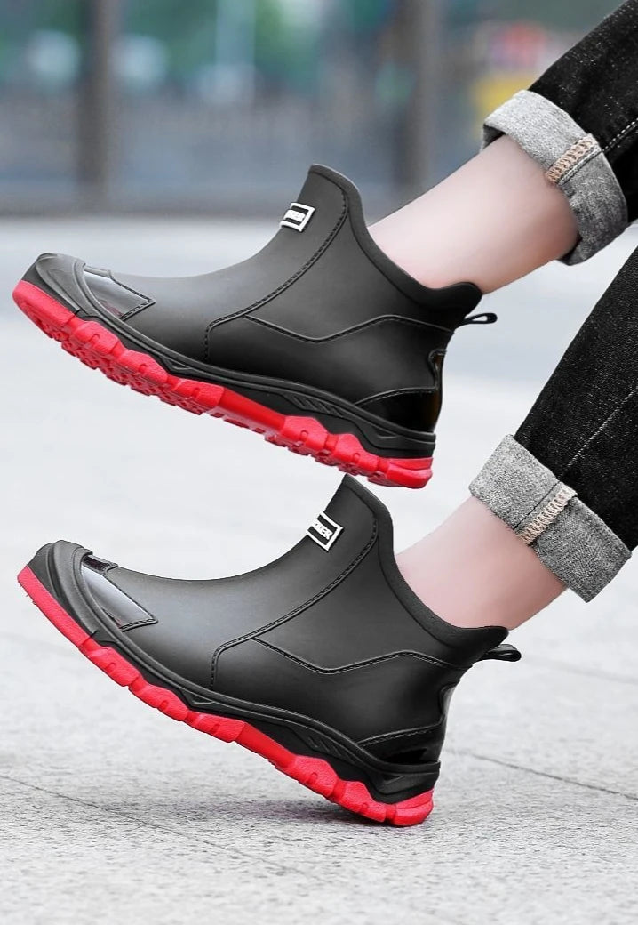 Big Size Waterproof Rain Boots for Men High Quality Ankle Wellies Designer Without Lacing New Wide Toes Original Adult Man Shoes