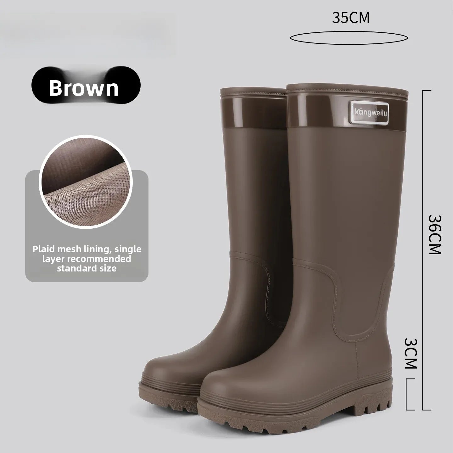 Fashionable High-Tube Women's Rain Boots Anti-Slip Waterproof Kitchen Water Shoes Long Tube PVC Material Adult Slip-Resistant Sh