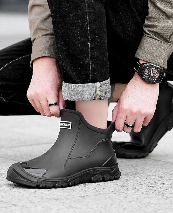 Big Size Waterproof Rain Boots for Men High Quality Ankle Wellies Designer Without Lacing New Wide Toes Original Adult Man Shoes