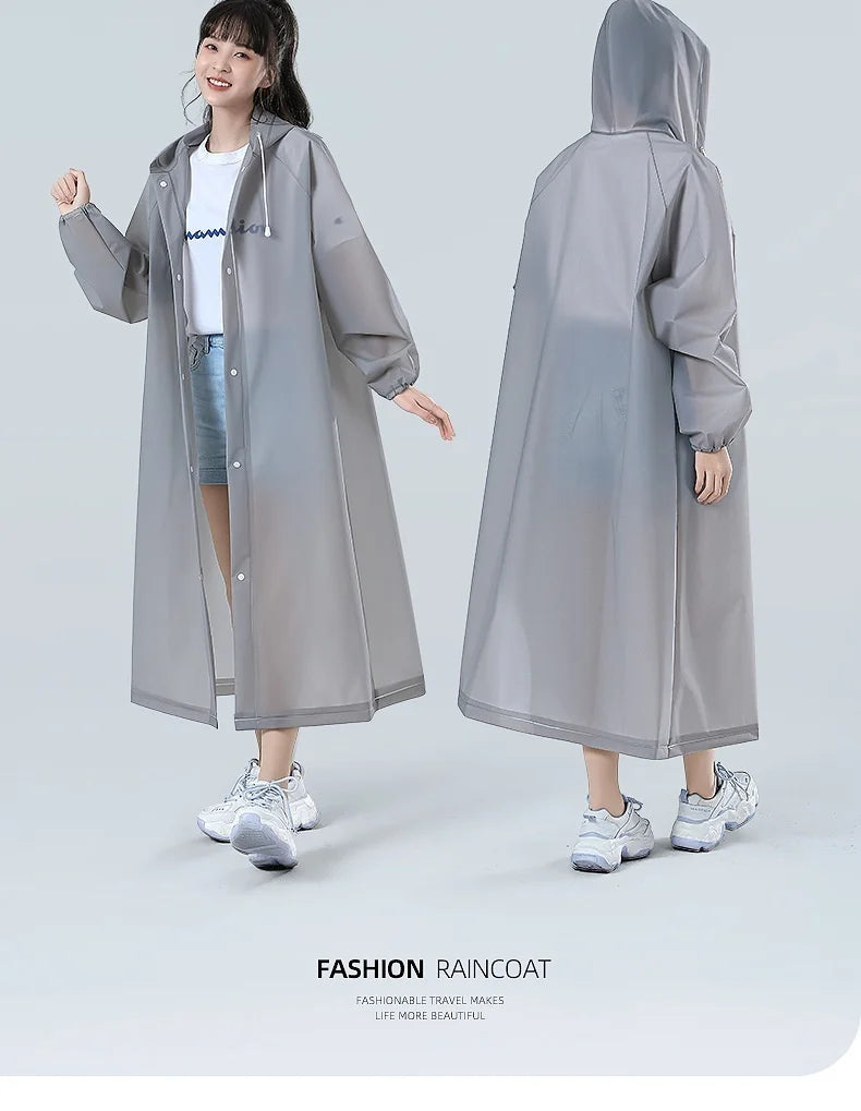 【Reusable EVA Raincoat】Transparent One-Piece Poncho for Adults Portable Outdoor Rainwear Eco-Friendly Waterproof EVA Material