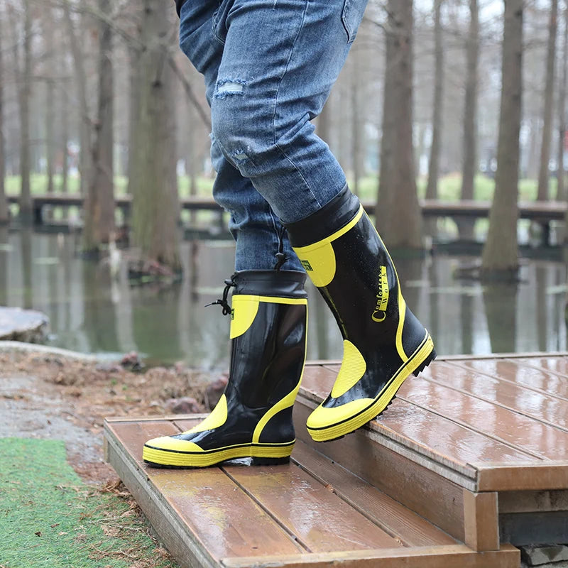 Men's Spring Summer New Mid-High Tube Breathable Rubber Warm Waterproof Faionable Comfortable Anti-Slip Rain Boots