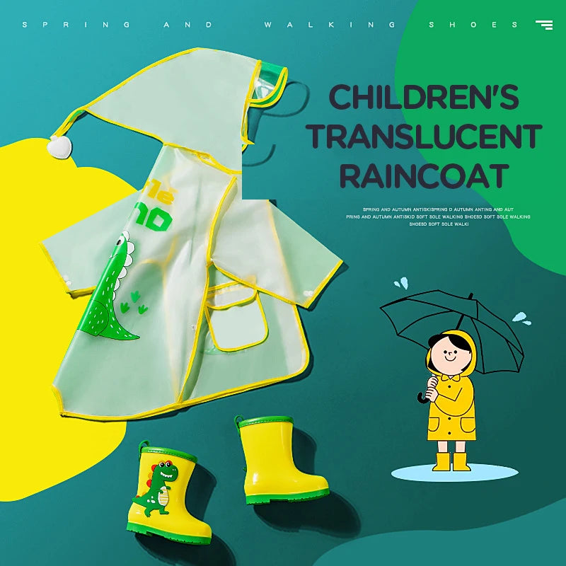 New Children's Transparent Poncho Waterproof Kindergarten Rainwear Children's Raincoat Boys And Girls Medium Length