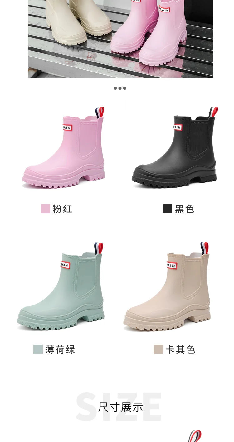 1 Pair of Women's Short Rain Boots Pvc Non-Slip Water Shoes Outdoor Waterproof Shoes Women's Fashionable Water Boots