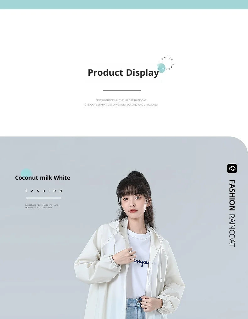 【Reusable EVA Raincoat】Transparent One-Piece Poncho for Adults Portable Outdoor Rainwear Eco-Friendly Waterproof EVA Material