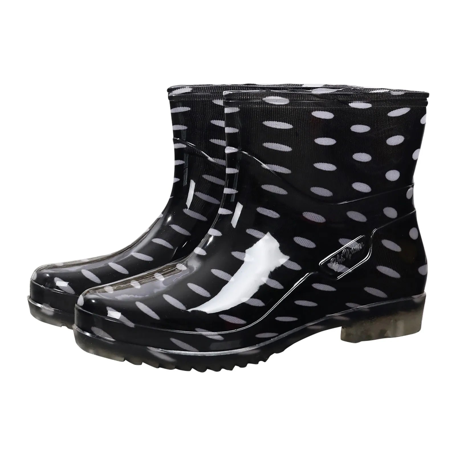 Black Polka Dots Women's Rain Shoes Waterproof And Non-slip Kitchen Work Rubber Shoes Pvc Short Tube Rain Boots Summer Shoes