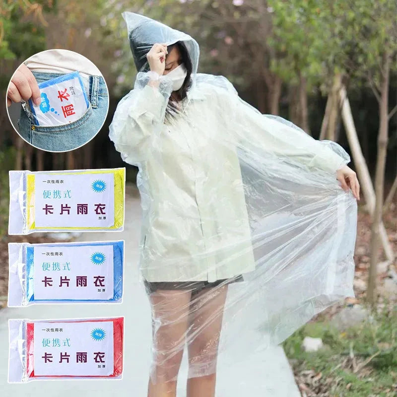 1-20pcs Poncho Disposable Raincoat Rain Coat Waterproof Rainwear Poncho Portable Disposable Card Raincoat Poncho Supplies