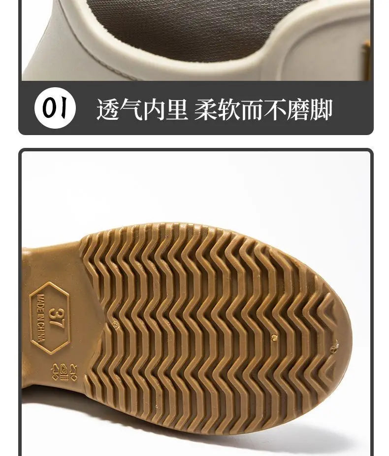 Fashion rubber rain boots for men and women rain shoes, outdoor fishing waterproof shoes, stylish outdoor wear rain boots