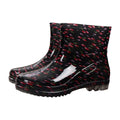 Black Polka Dots Women's Rain Shoes Waterproof And Non-slip Kitchen Work Rubber Shoes Pvc Short Tube Rain Boots Summer Shoes