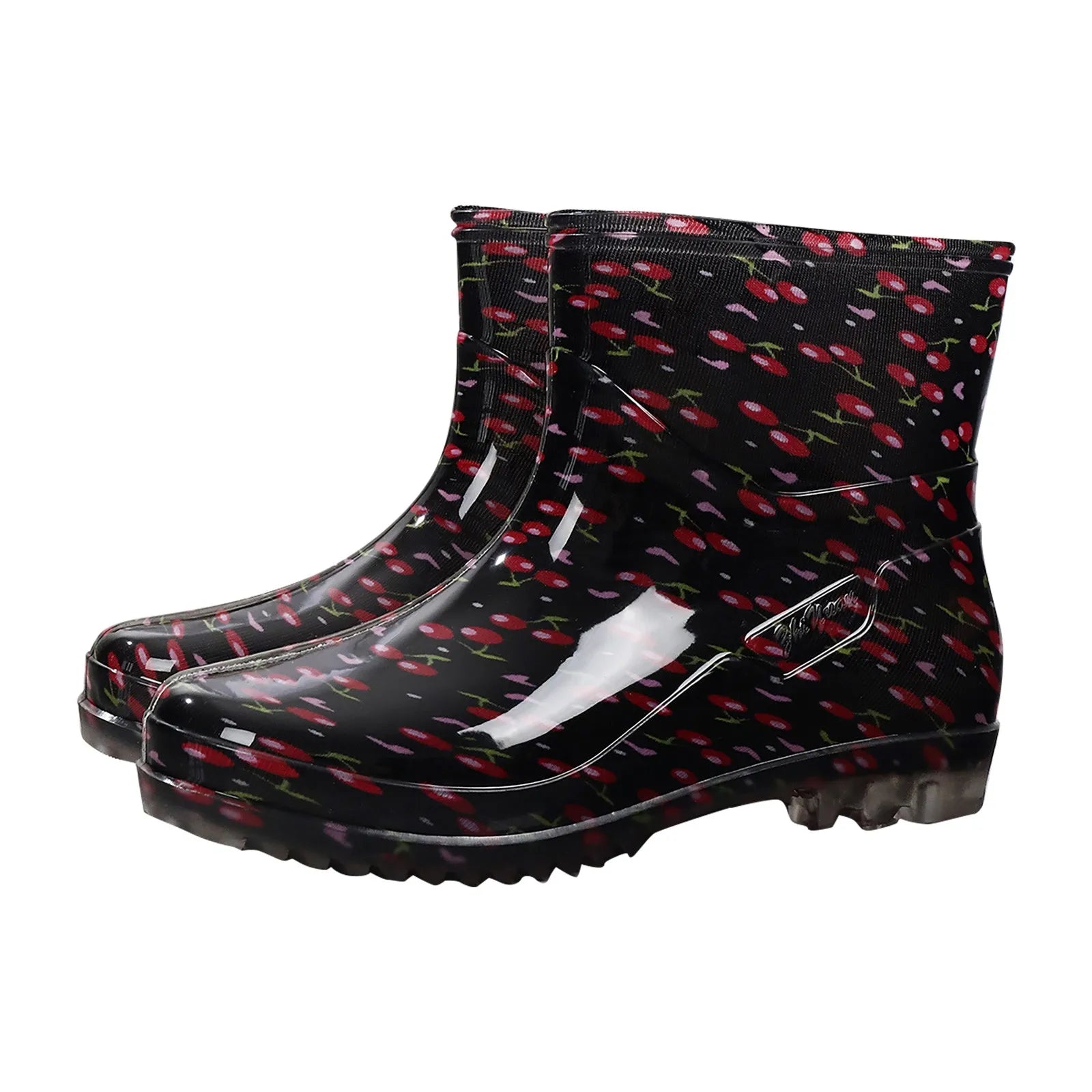 Black Polka Dots Women's Rain Shoes Waterproof And Non-slip Kitchen Work Rubber Shoes Pvc Short Tube Rain Boots Summer Shoes