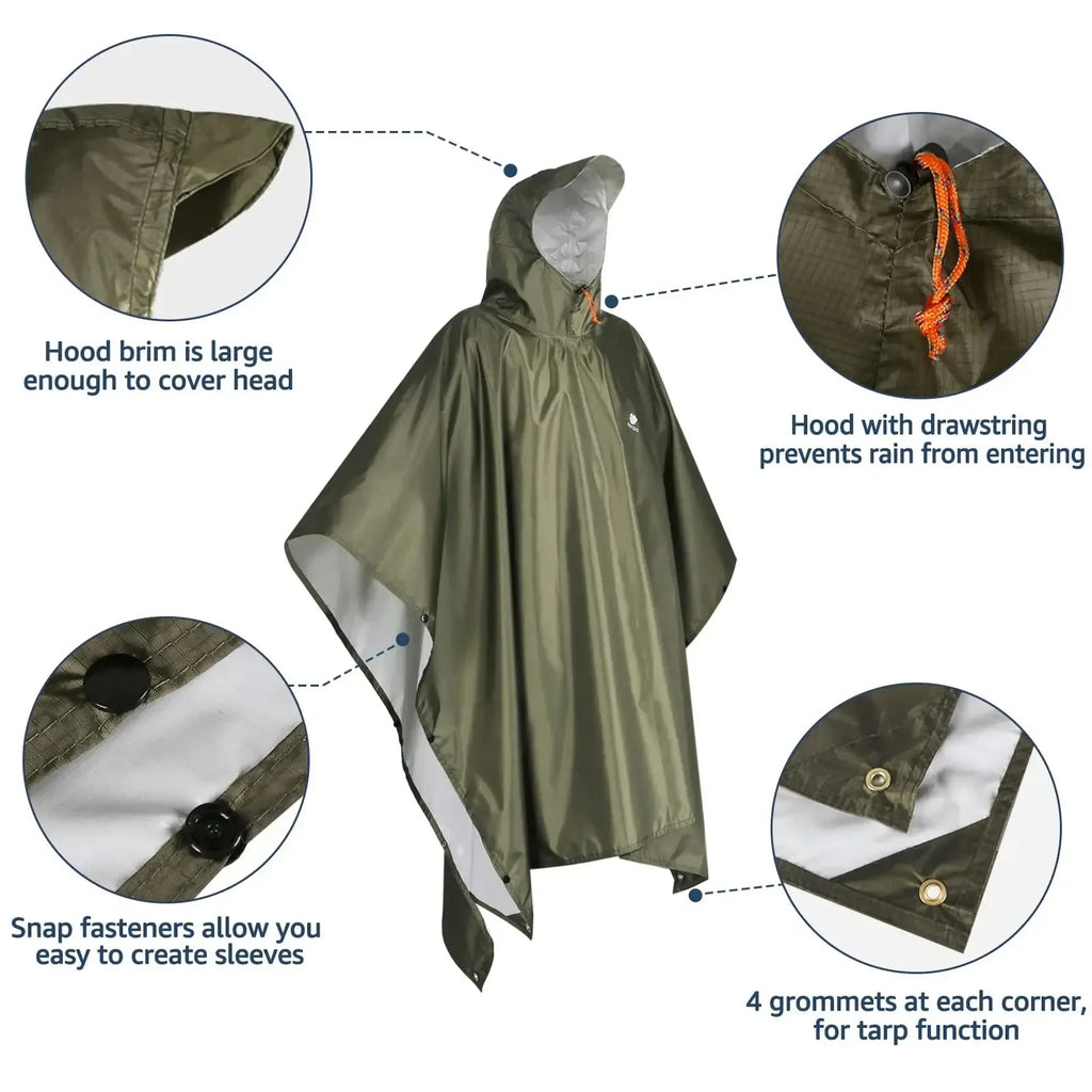 Rain Coat Waterproof Travel Raincoat Waterproof Rain Poncho Hooded Lightweight For Outdoor Hiking Fishing Climbing Men And Women