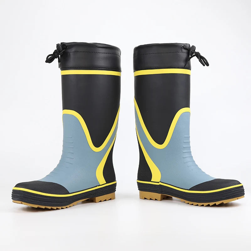 Men's Spring Summer New Mid-High Tube Breathable Rubber Warm Waterproof Faionable Comfortable Anti-Slip Rain Boots