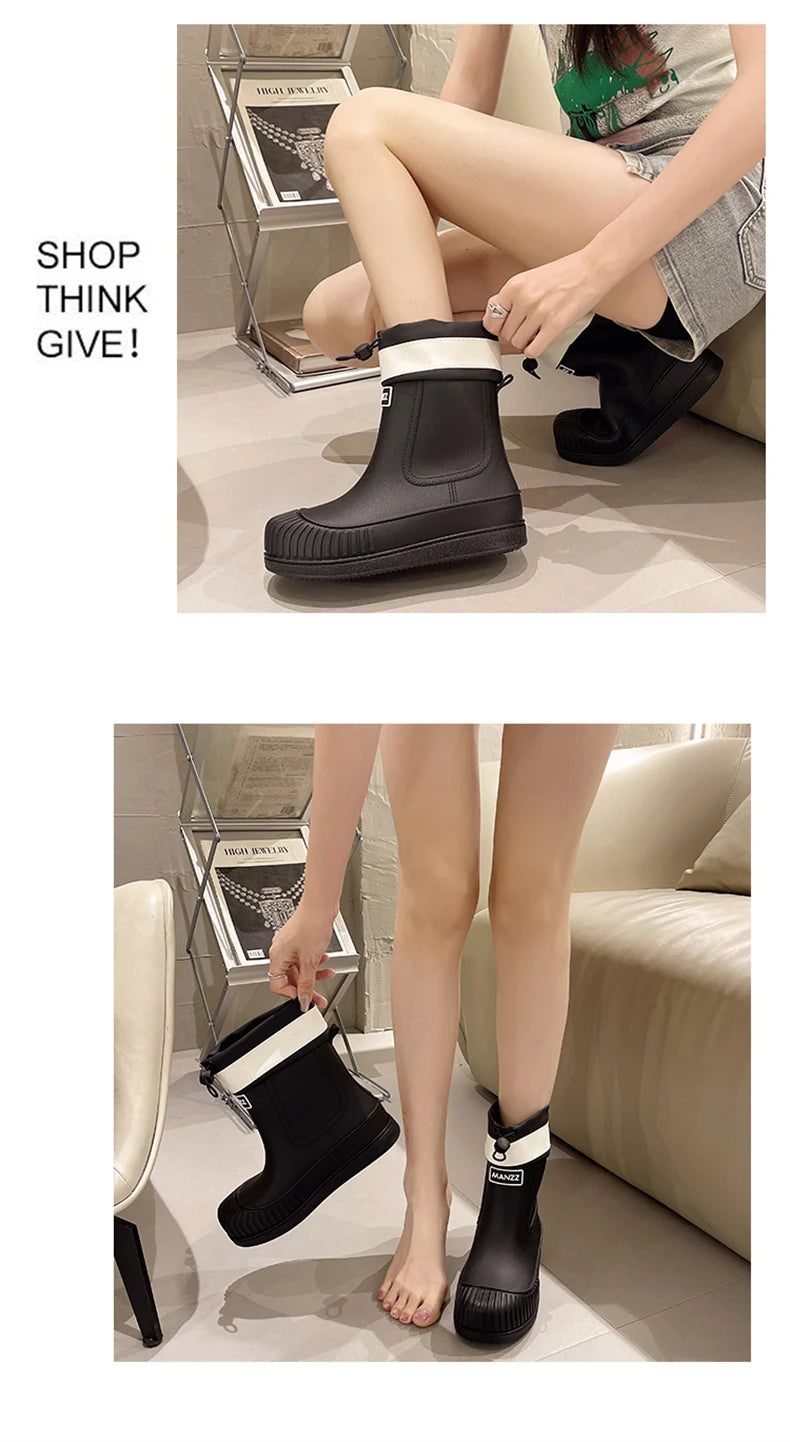 Lady Rain Boots Fashion Non-slip Soft Comfort Waterproof Rain Boots Women Outdoor Hiking School Rainy Days On Foot Camping