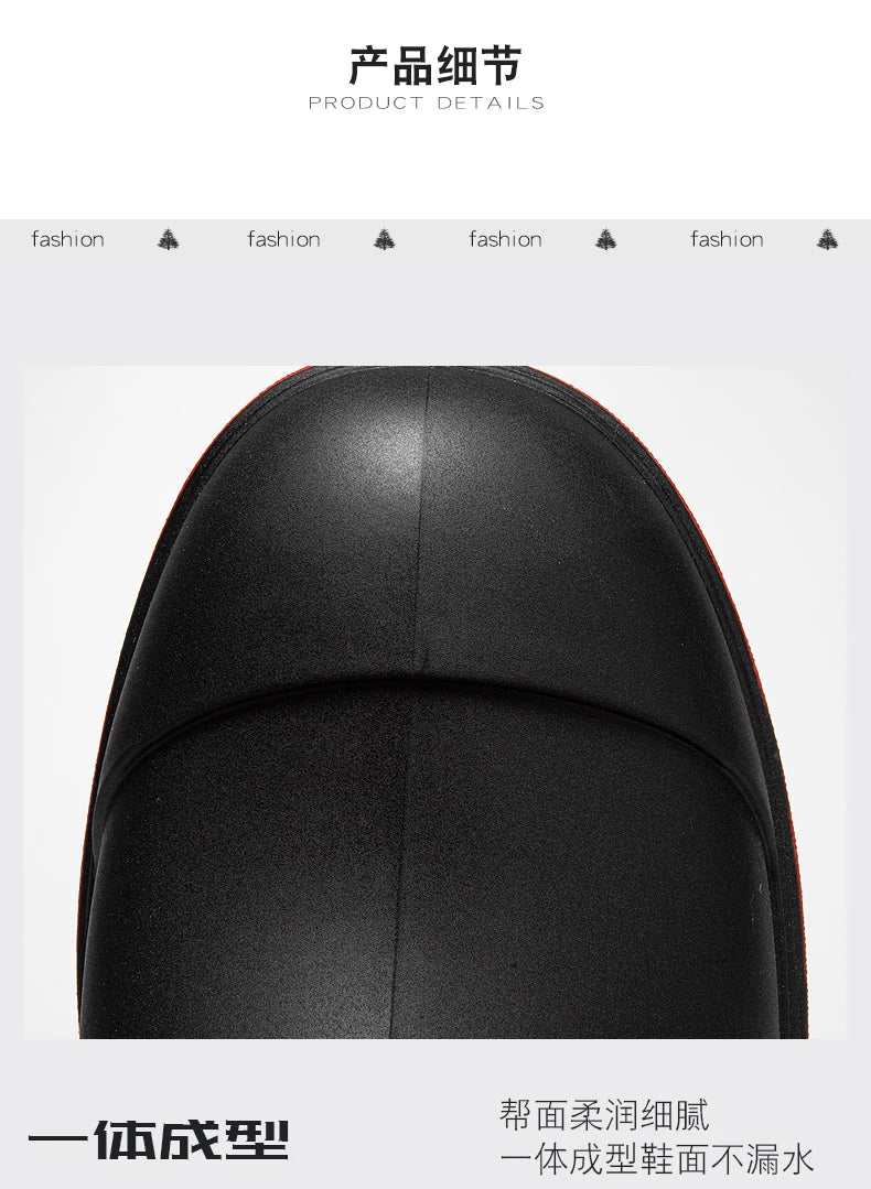 Men's Short-Tube Non-Slip Rain Boots, Fashionable Low-Top Water Shoes, Pvc One-Time Molded Rain Boots, Pastoral Labor Waterproof Shoes