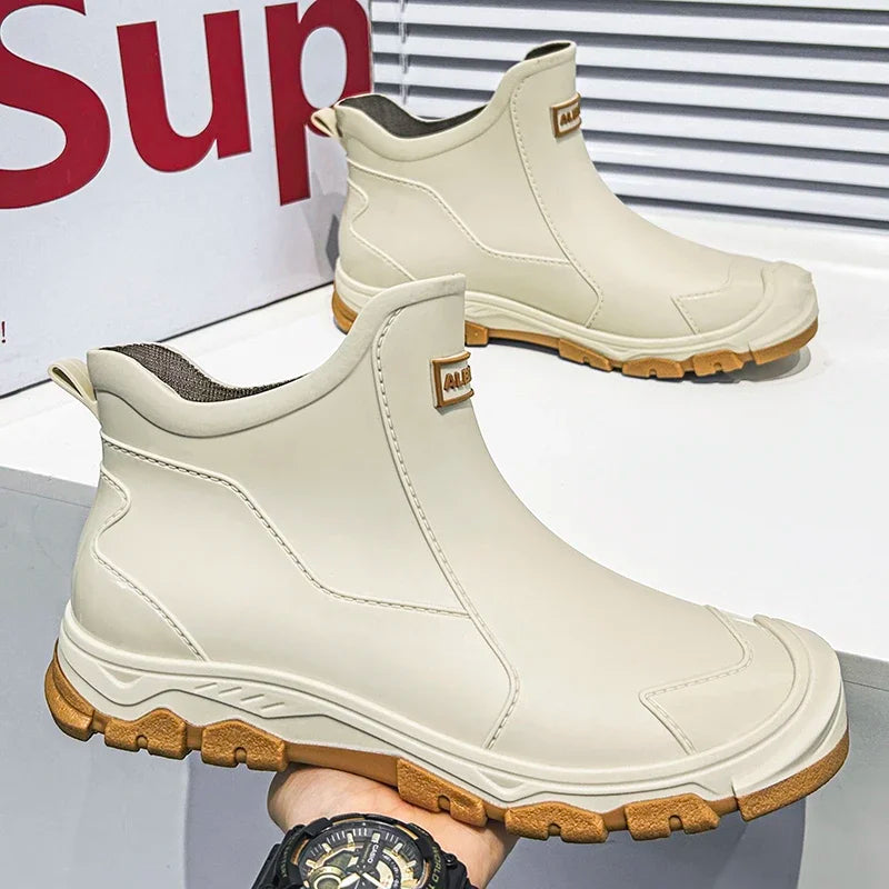 Waterproof Cross-Border Men's Rain Shoes Fashionable Short Socks Thickened Warm Rubber Work Anti-Slip Fishing Kitchen Rain Boots