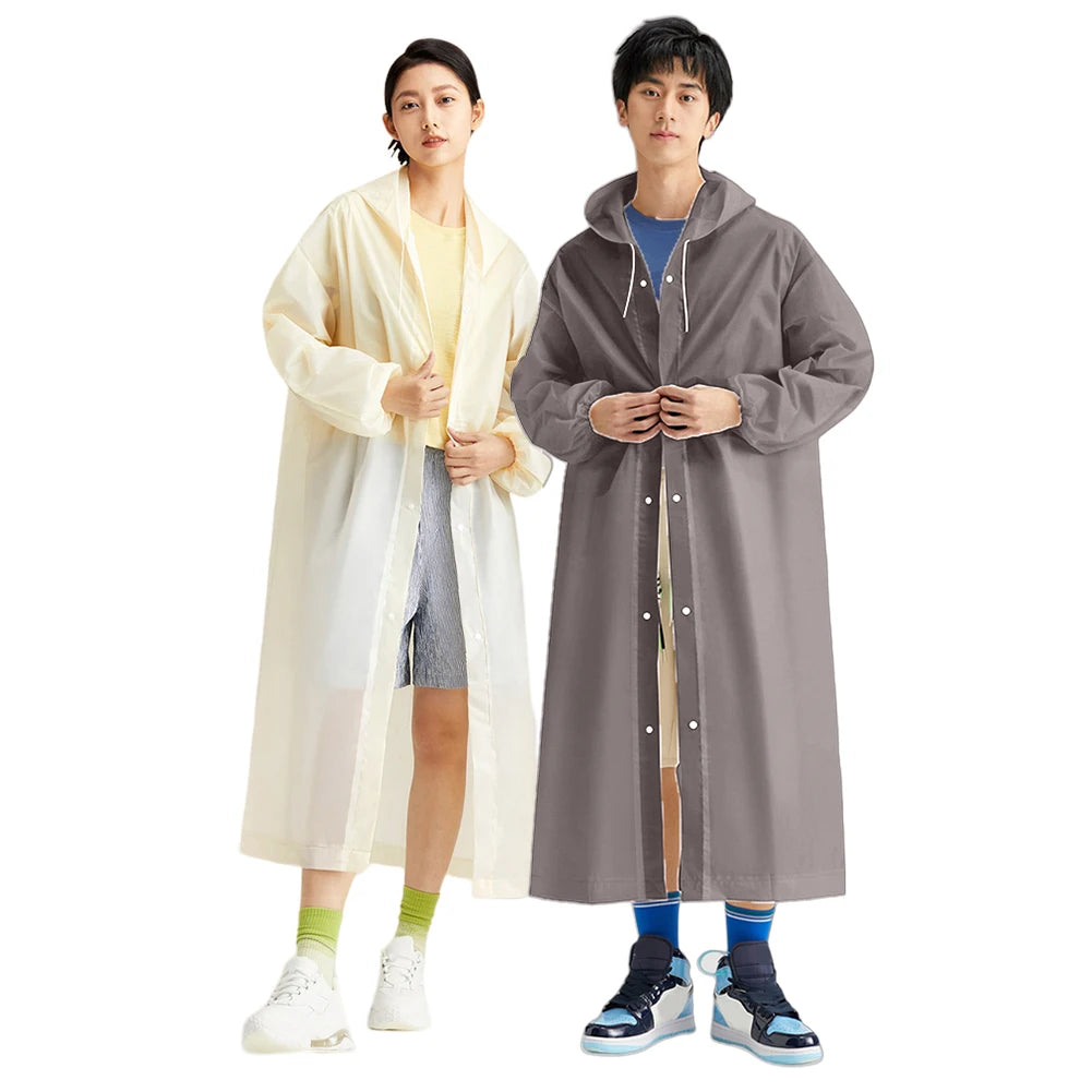 Disposable Adult Long Raincoat Drawstring Hooded Rain Poncho Portable Long Hooded Rain Coats for Outdoor Travel Emergency