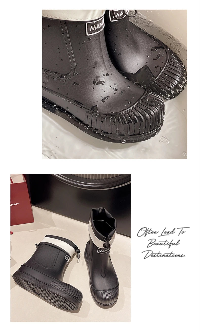 Lady Rain Boots Fashion Non-slip Soft Comfort Waterproof Rain Boots Women Outdoor Hiking School Rainy Days On Foot Camping