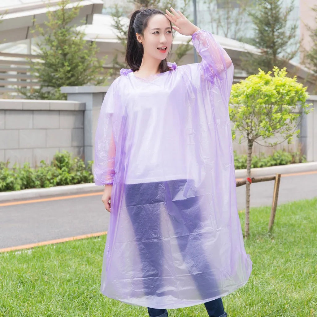 1pc Disposable Rain Ponchos Emergency Raincoat with Hood Clear Raincoat for Men Women Traveling Outdoor Camping Hiking Walking