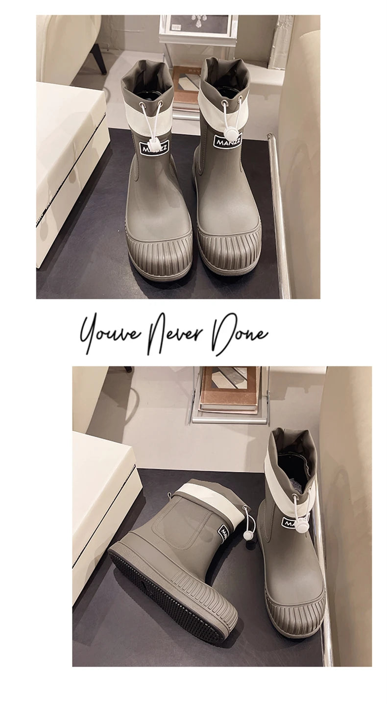 Lady Rain Boots Fashion Non-slip Soft Comfort Waterproof Rain Boots Women Outdoor Hiking School Rainy Days On Foot Camping