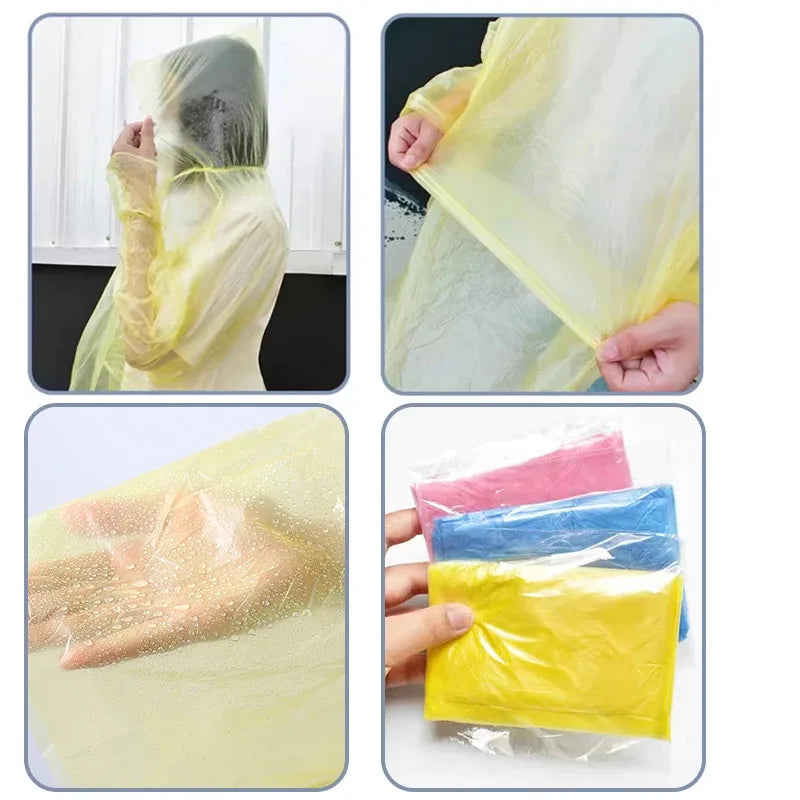 1-20pcs Poncho Disposable Raincoat Rain Coat Waterproof Rainwear Poncho Portable Disposable Card Raincoat Poncho Supplies
