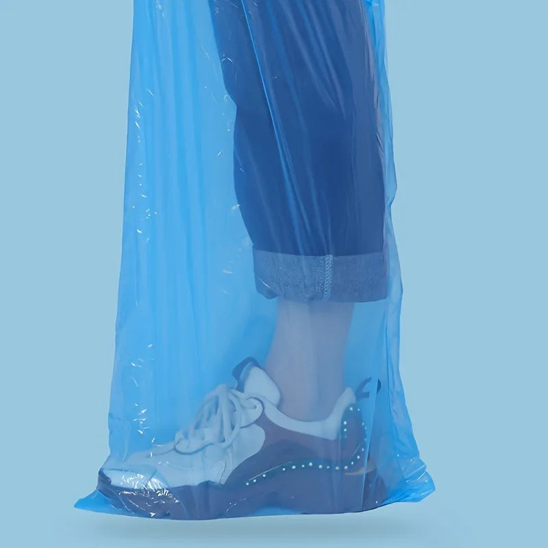 5Pcs Disposable Raincoat Pants Portable Splash Proof Split Raincoat Outdoor Travel Drifting Cycling Feet-wrapped Rain Pants