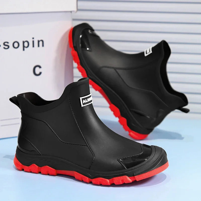 Waterproof Cross-Border Men's Rain Shoes Fashionable Short Socks Thickened Warm Rubber Work Anti-Slip Fishing Kitchen Rain Boots