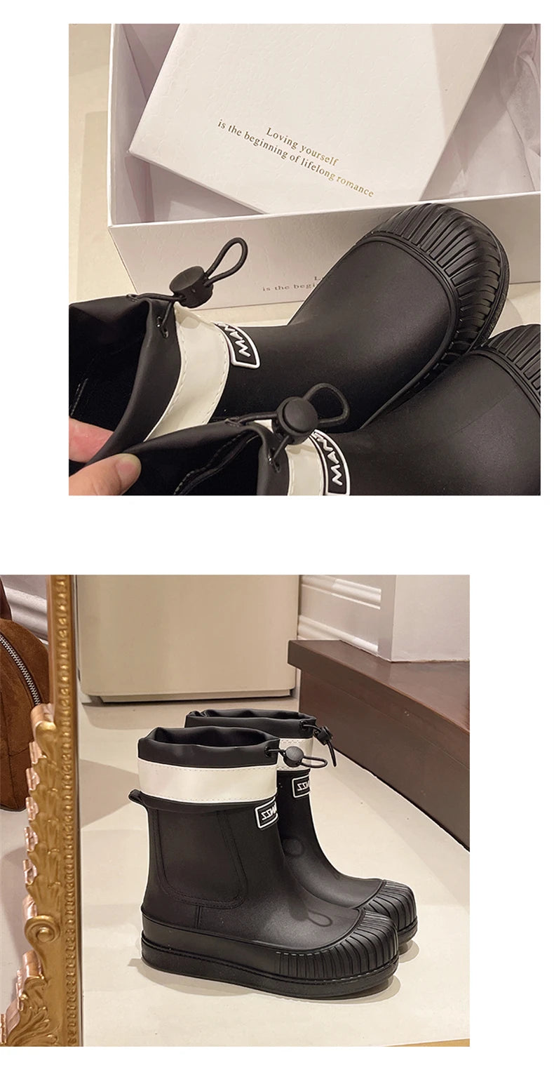 Lady Rain Boots Fashion Non-slip Soft Comfort Waterproof Rain Boots Women Outdoor Hiking School Rainy Days On Foot Camping