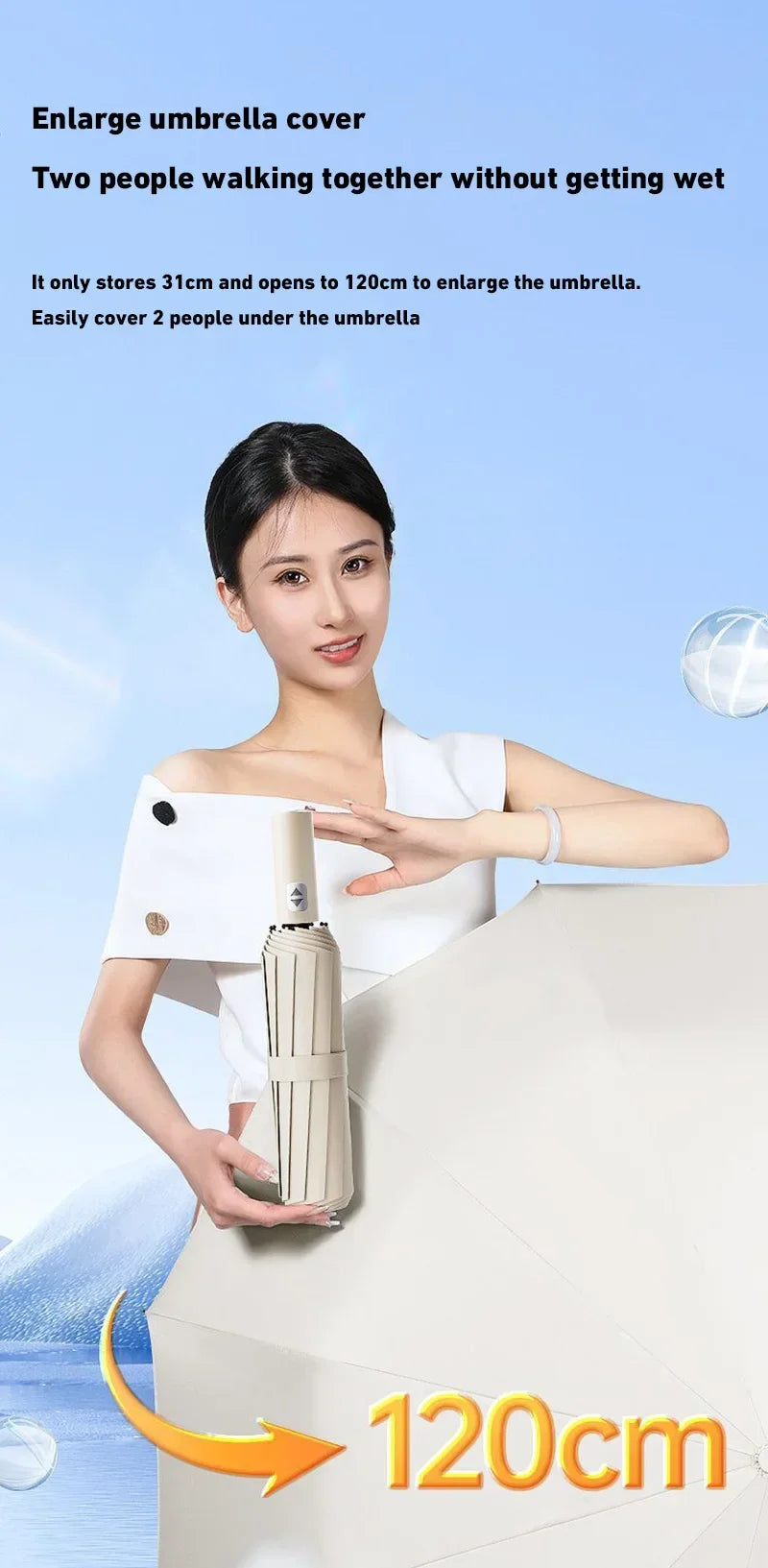 Xiaomi 24 Bone Folding Umbrella Fully Automatic Double Bone SPF 50 UV Protection Rain Resistance Strong Wind Resitance Umbrella