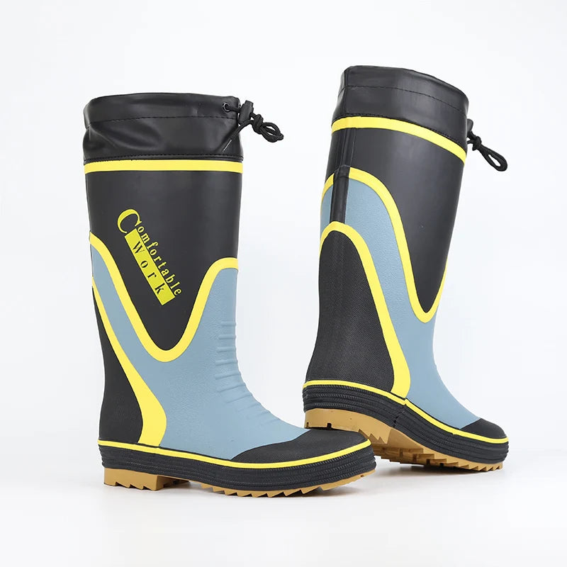 Men's Spring Summer New Mid-High Tube Breathable Rubber Warm Waterproof Faionable Comfortable Anti-Slip Rain Boots