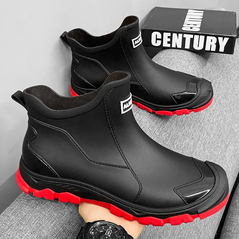 Waterproof Cross-Border Men's Rain Shoes Fashionable Short Socks Thickened Warm Rubber Work Anti-Slip Fishing Kitchen Rain Boots