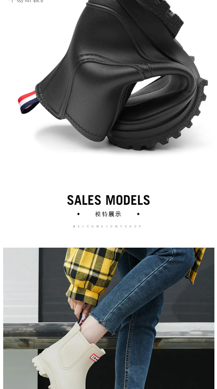 1 Pair of Women's Short Rain Boots Pvc Non-Slip Water Shoes Outdoor Waterproof Shoes Women's Fashionable Water Boots
