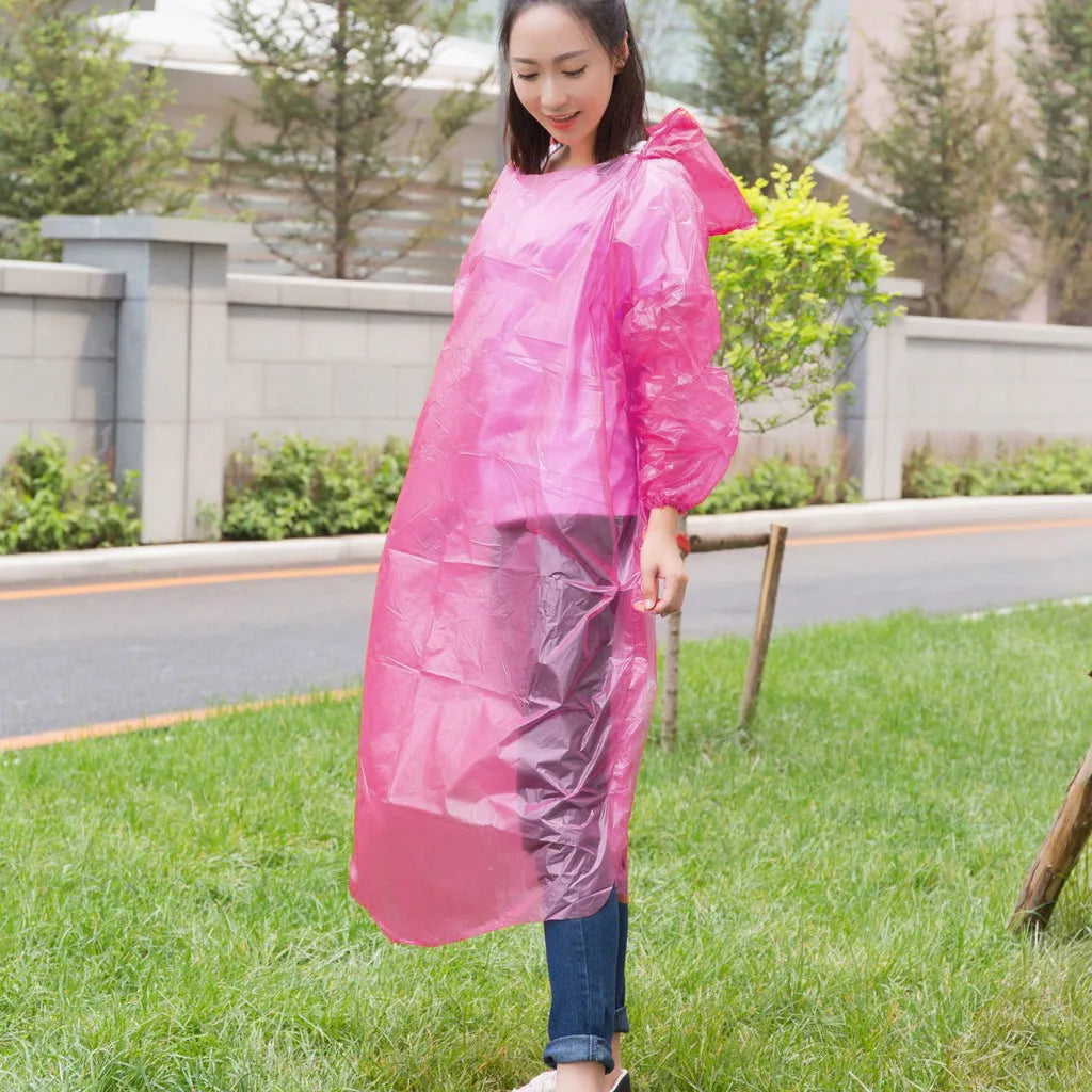 1pc Disposable Rain Ponchos Emergency Raincoat with Hood Clear Raincoat for Men Women Traveling Outdoor Camping Hiking Walking