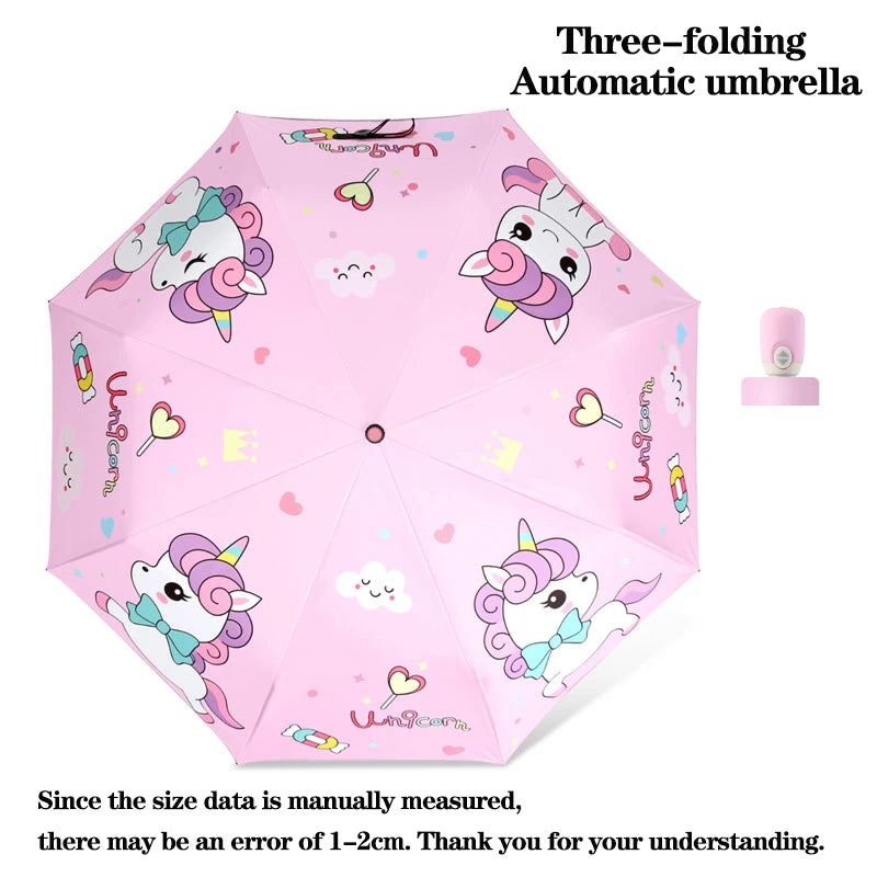 Folding Umbrella,Cute Unicorn,dinosaur,Spaceship Little Tiger,Fashion Sunscreen Umbrella,Reflective stripe design umbrella