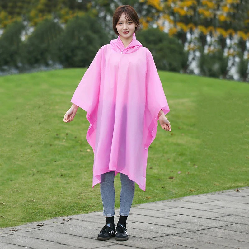 Disposable raincoat, cloak style three in one thick raincoat, suitable for camping, fishing, hiking, and trekking.