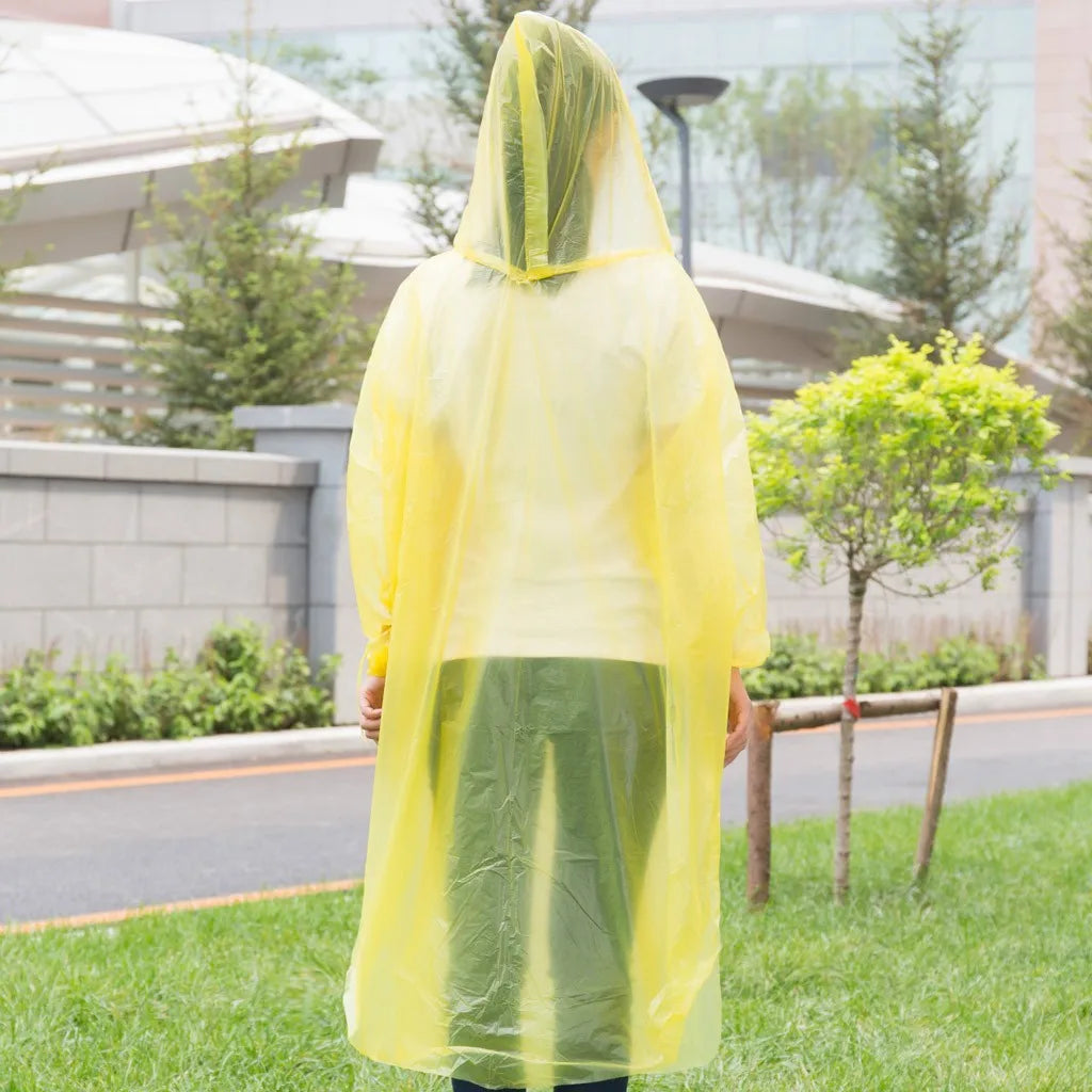 1pc Disposable Rain Ponchos Emergency Raincoat with Hood Clear Raincoat for Men Women Traveling Outdoor Camping Hiking Walking