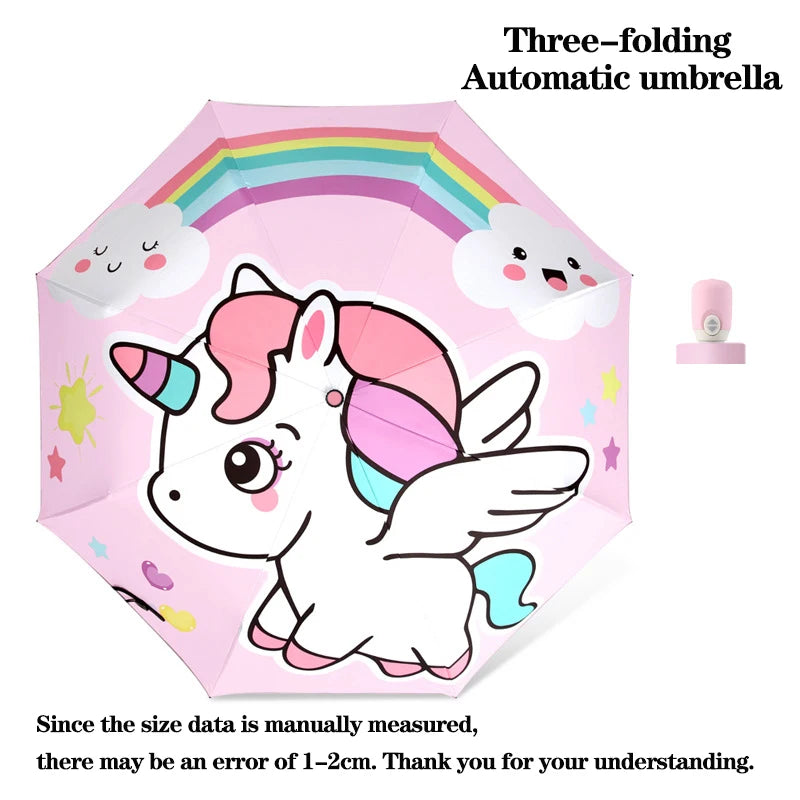 Folding Umbrella,Cute Unicorn,dinosaur,Spaceship Little Tiger,Fashion Sunscreen Umbrella,Reflective stripe design umbrella