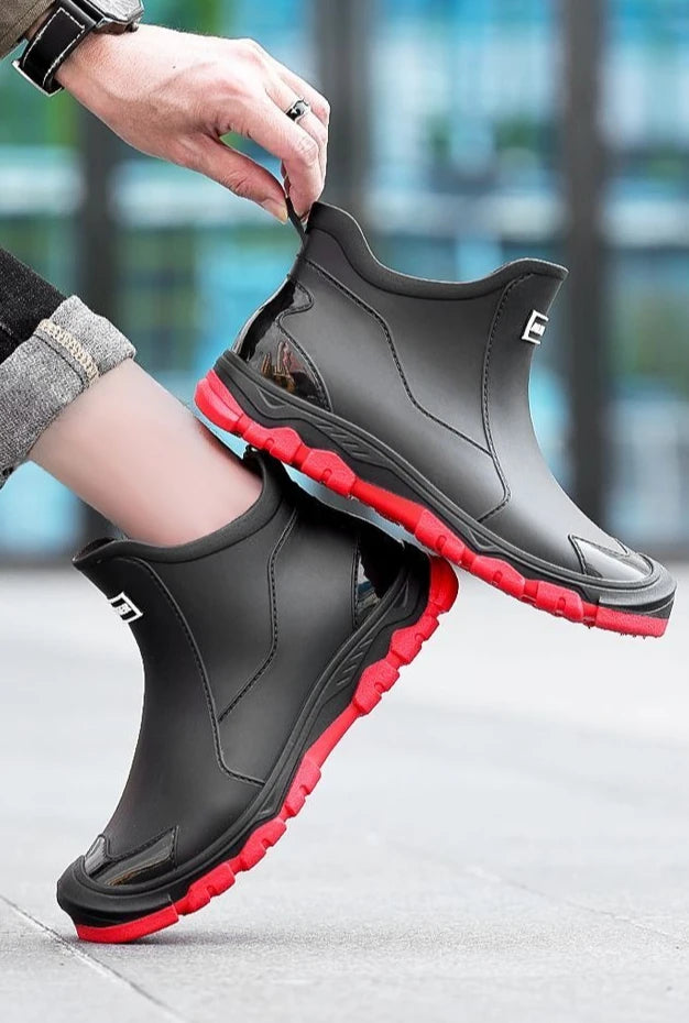 Big Size Waterproof Rain Boots for Men High Quality Ankle Wellies Designer Without Lacing New Wide Toes Original Adult Man Shoes