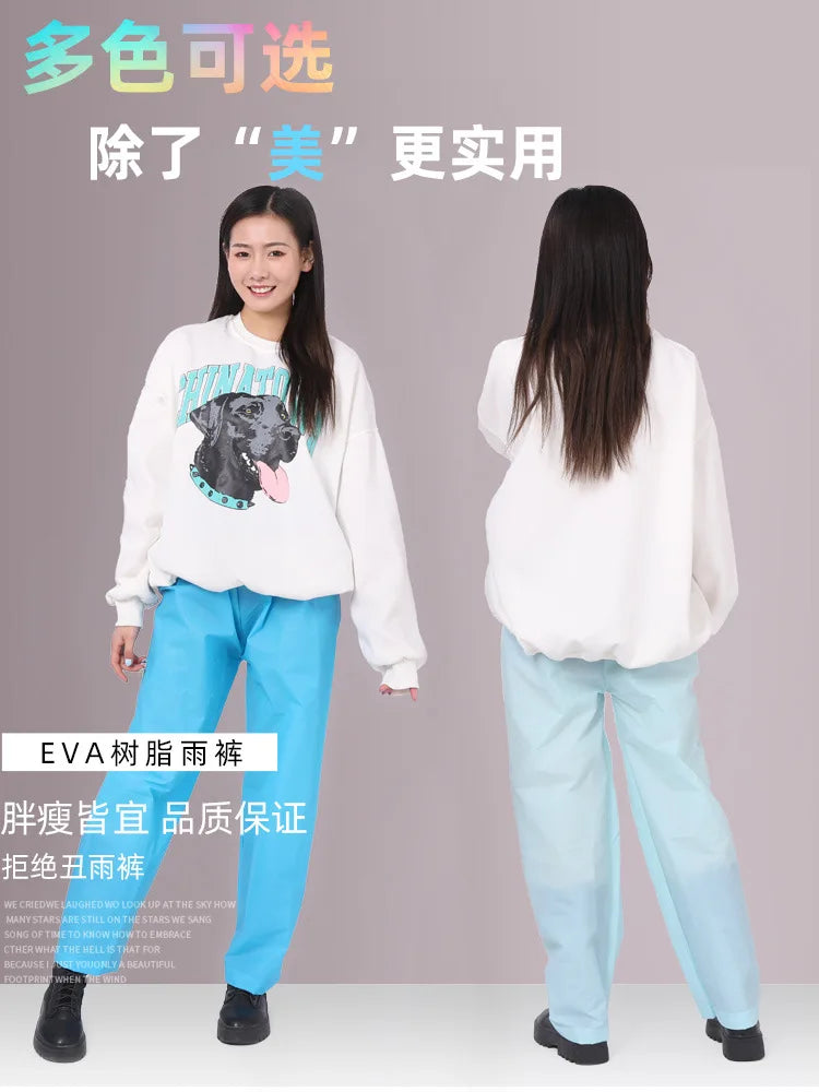 Single Rain Pants Long Thick Outdoor Portable Non-disposable Waterproof Thickening Rain Pants for Men Women Walking Drift Half