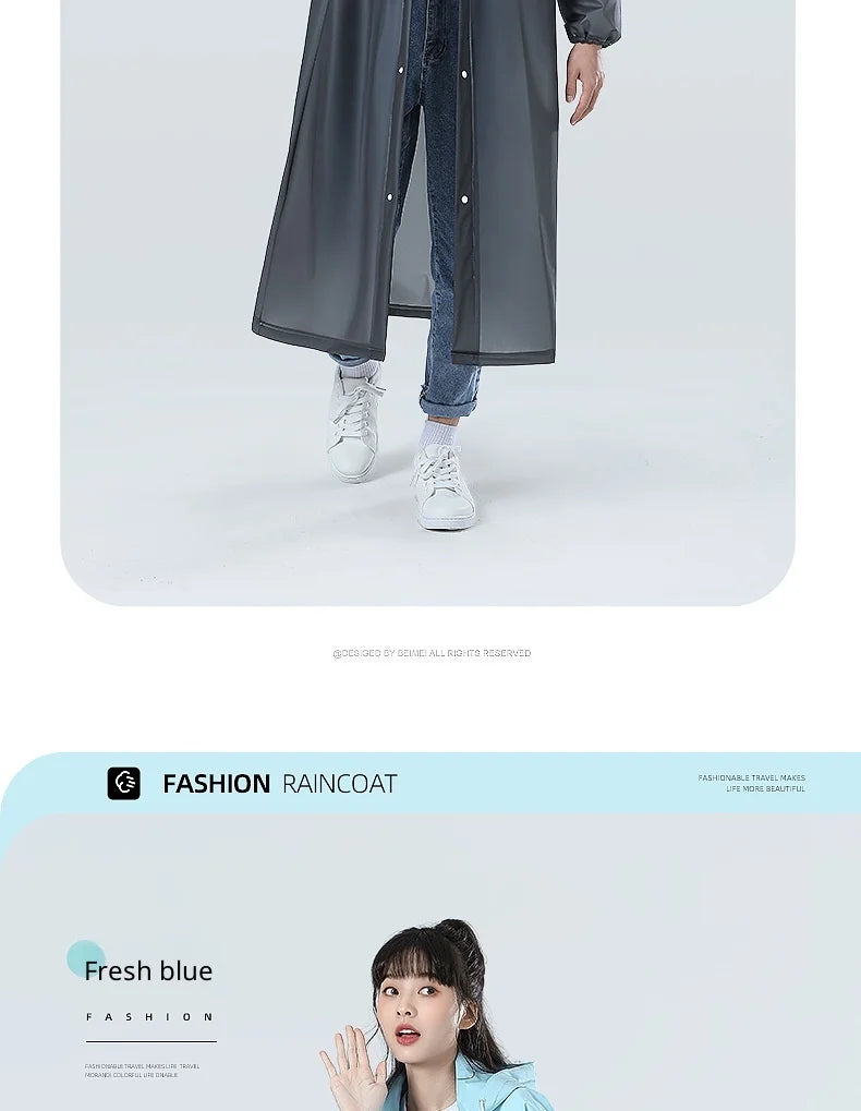 【Reusable EVA Raincoat】Transparent One-Piece Poncho for Adults Portable Outdoor Rainwear Eco-Friendly Waterproof EVA Material