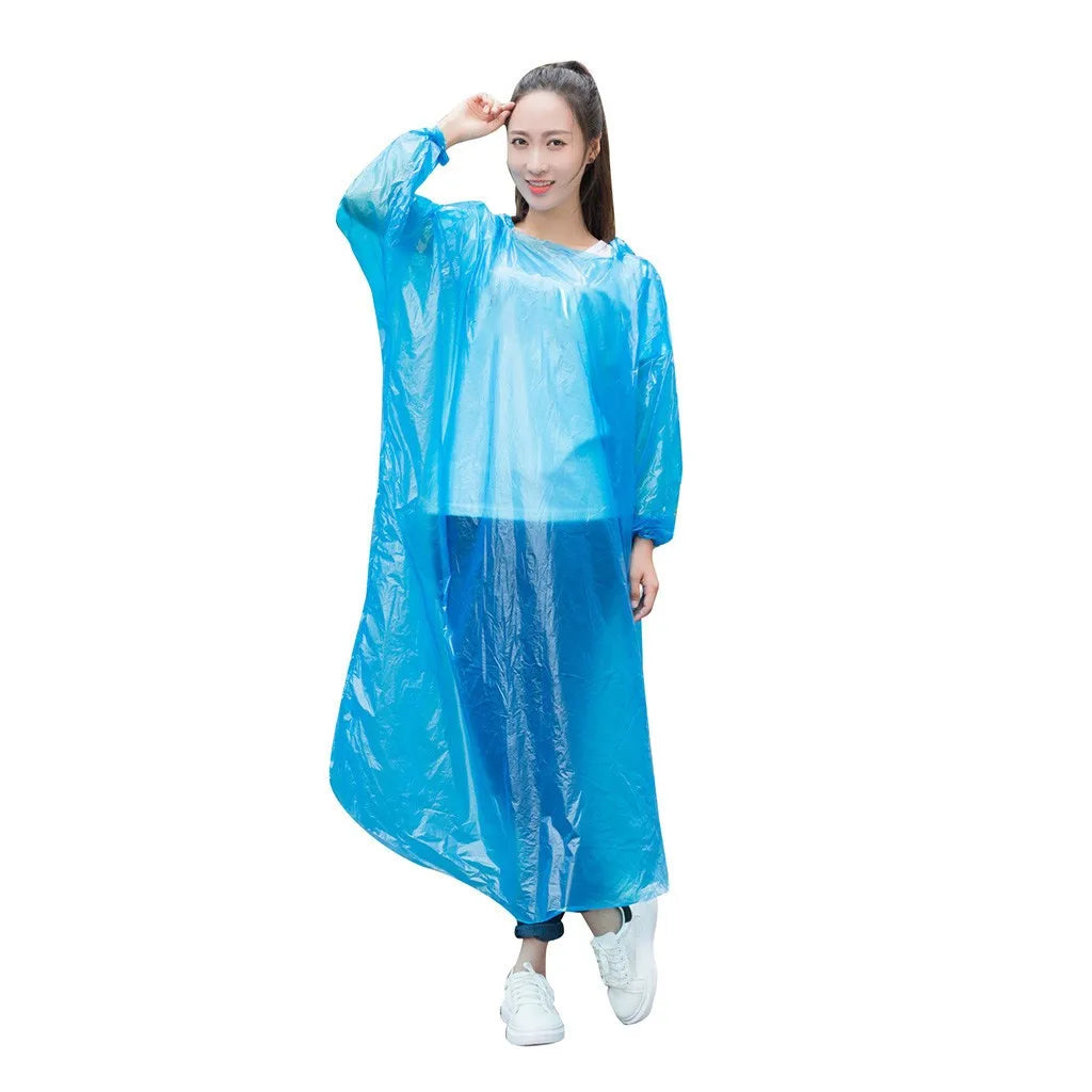 1pc Disposable Rain Ponchos Emergency Raincoat with Hood Clear Raincoat for Men Women Traveling Outdoor Camping Hiking Walking