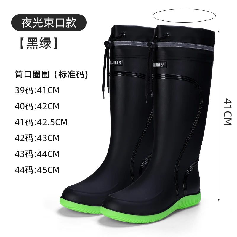 Men's Women's High-End Rain Boots Closed Rainproof and Waterproof Short and Mid.Calf Length Non-Slip Drawstring Rubber Boots