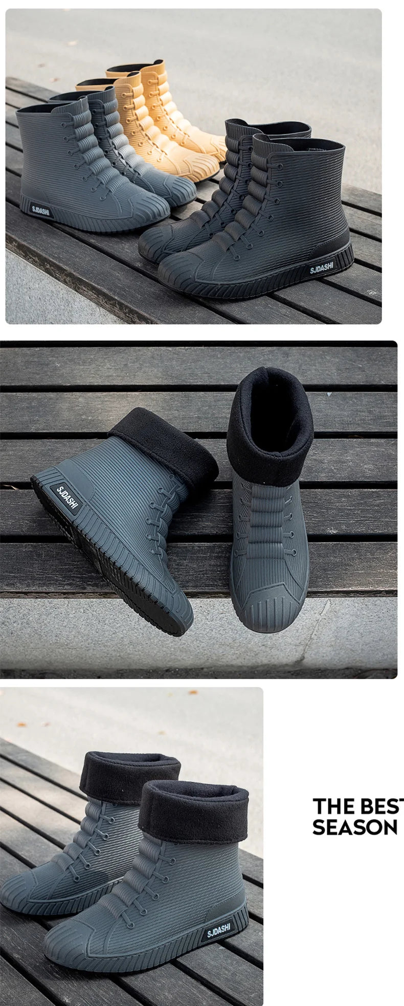 Rain Boots For Men Women Summer Casual Mid-calf Waterproof Shoes Winter Lining With Fleece Warm Anti-slip Wear-resistant Outdoor