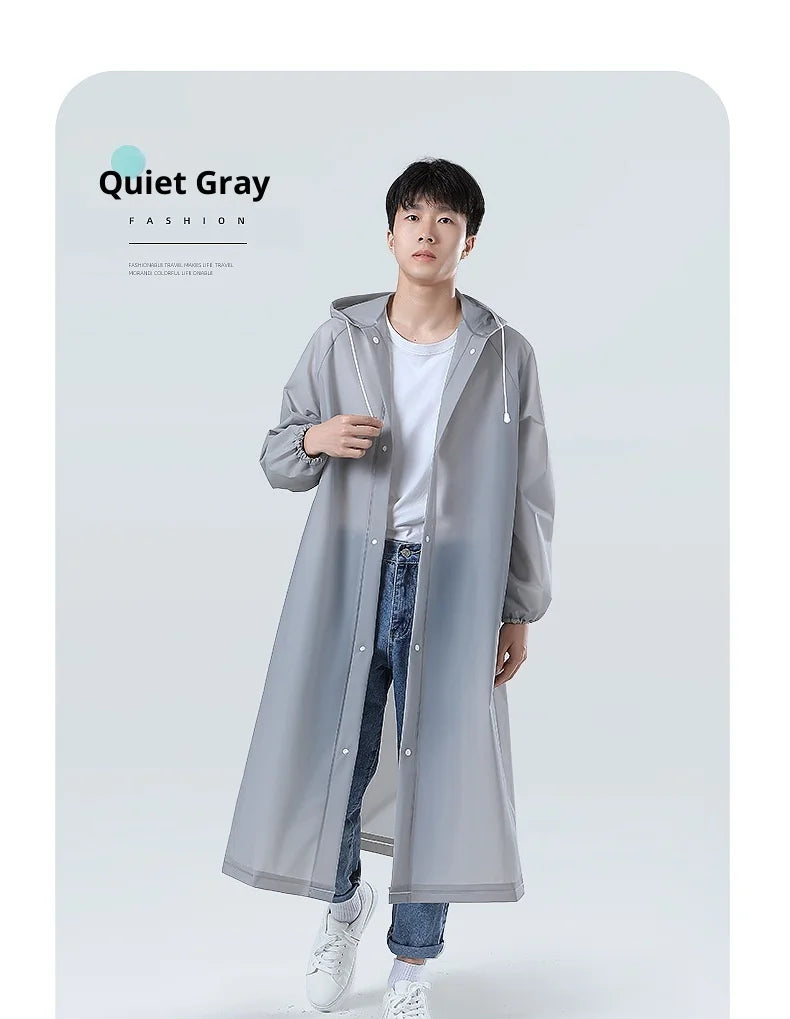 【Reusable EVA Raincoat】Transparent One-Piece Poncho for Adults Portable Outdoor Rainwear Eco-Friendly Waterproof EVA Material