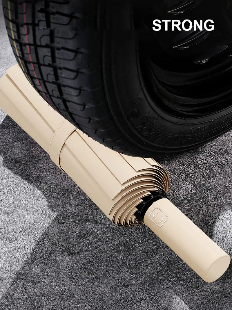 Large 24 Bone Solid Color Automatic Umbrella Light Collapsible Large Format Outdoor Sunshade UV Protection Automatic Umbrella