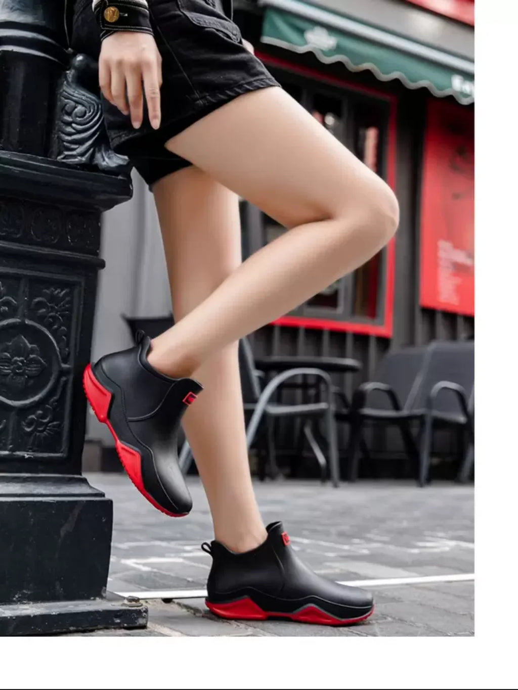Fashionable Men & Women’s Ankle Rain Boots Anti-Slip Waterproof Shoes Work Boots Suitable For Summer & Winter Rainy & Snowy Day